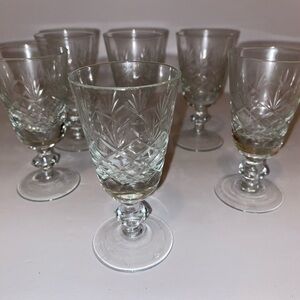 Set of 6 Royal Doulton crystal liqueur glasses in the Georgian design, Crystal